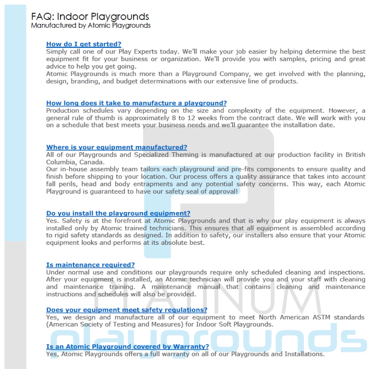 FAQ sheet screenshot